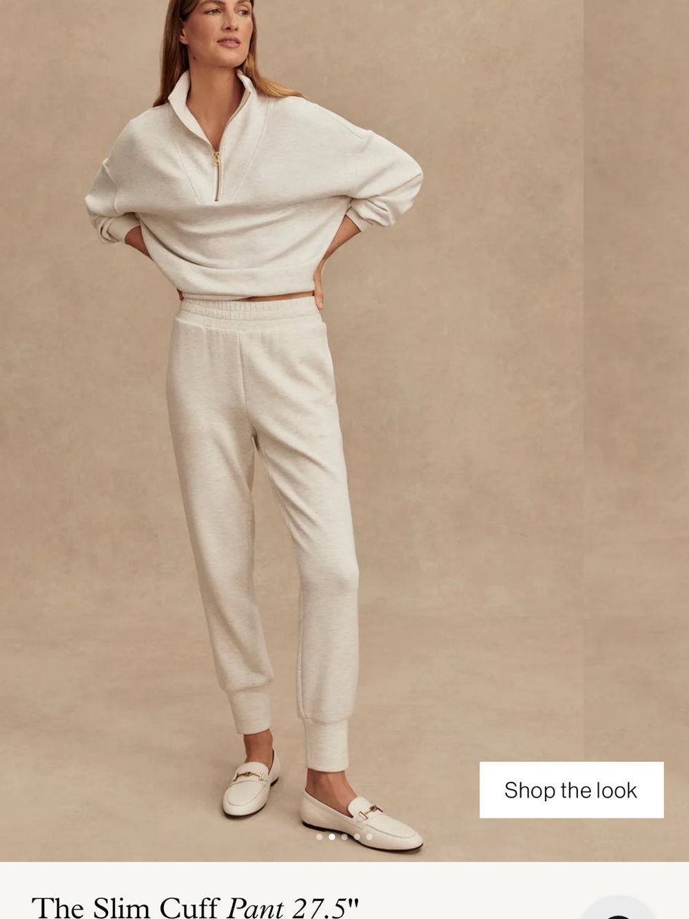 Varley - The Slim Cuff Pant in Ivory Marl - Medium